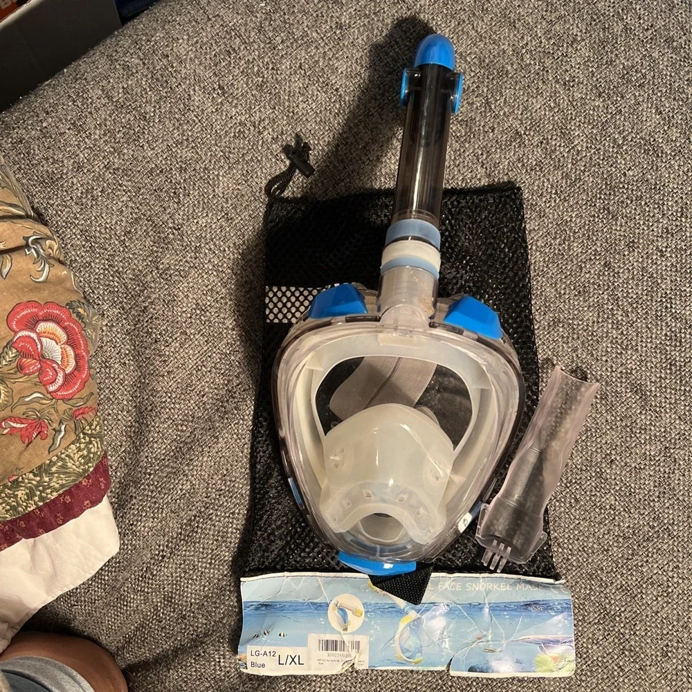 Free Breath Revolutionary Full‎ Dry Snorkeling Mask 180 Vision L/XL